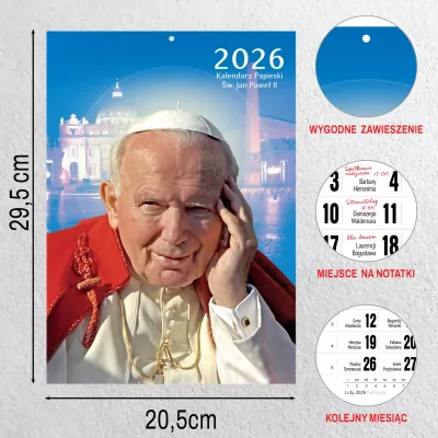 Kalendarz Papieski 2026. A4 Wieloplanszowy
