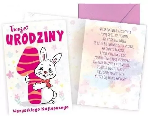 Karnet B6 Urodziny 1 zajączek - tantis.pl