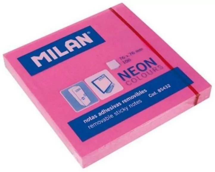 Karteczki samoprzylepne 76x76 neonowy róż MILAN - tantis.pl