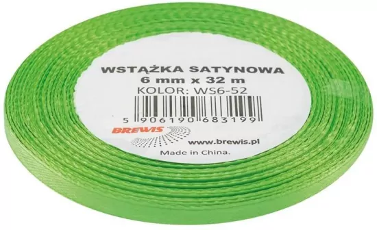 Wstążka satynowa jasna zielona 6mmx32m