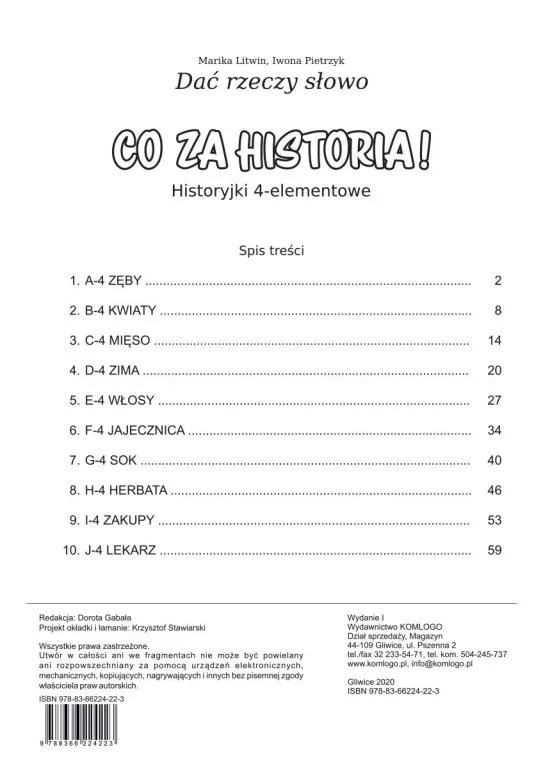 Dać rzeczy słowo. Co za historia! ćwiczenia, 4 elementy - tantis.pl