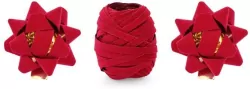 Zestaw welurowych wstążek i rozetek. Czerwony