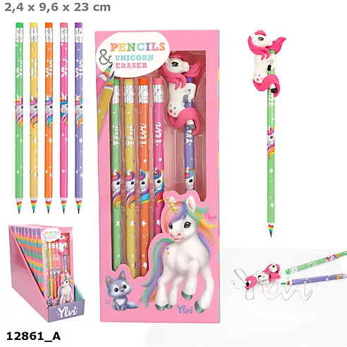Ołówki tęczowe + figurka Jednorożec Ylvi 12861A - tantis.pl