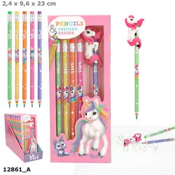 Ołówki tęczowe + figurka Jednorożec Ylvi 12861A