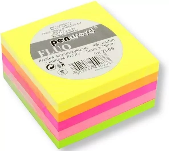 Kostka samoprzylepna fluo 75x75mm 450K - tantis.pl