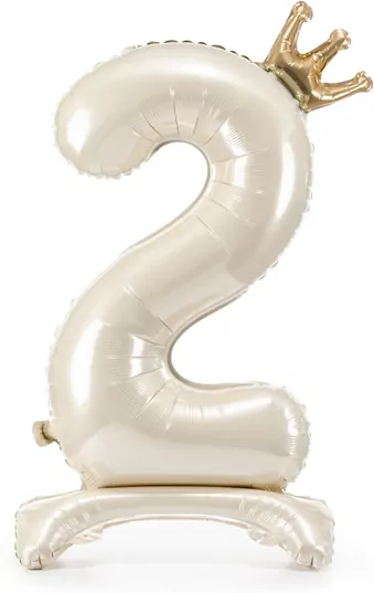 Stojący balon foliowy cyfra 2 84cm jasny krem - tantis.pl