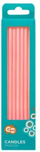 Świeczki perłowe jasnoróżowe 15.5x0.44cm - tantis.pl