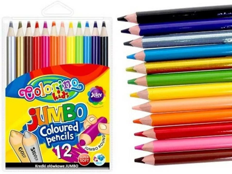 Kredki ołówkowe Colorino okrągłe Jumbo 12 kolorów + temperówka - tantis.pl