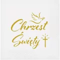 Serwetki Chrzest Św. gołąb i krzyż 33x33cm - tantis.pl