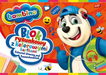 PACZKA Blok rysunkowy A4 16K kolorowe kartki Bambino A4 10 sztuk - tantis.pl