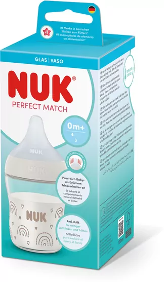 NUK. Perfect Match. Butelka. 120 ml. Z silikonowym smoczkiem. Tęcza - tantis.pl