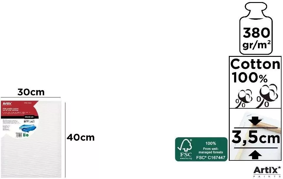 Podobrazie 30x40x3,5cm 380g/m2 - tantis.pl