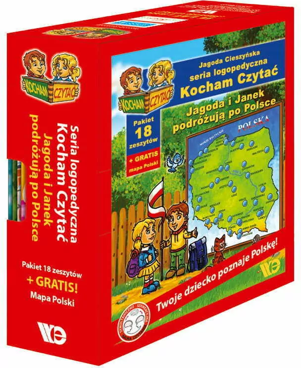 Jagoda i Janek podróżują po Polsce. Kocham Czytać. Seria logopedyczna. Pakiet 18 zeszytów - tantis.pl