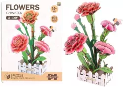 Puzzle 3D drewniane kwiaty goździki