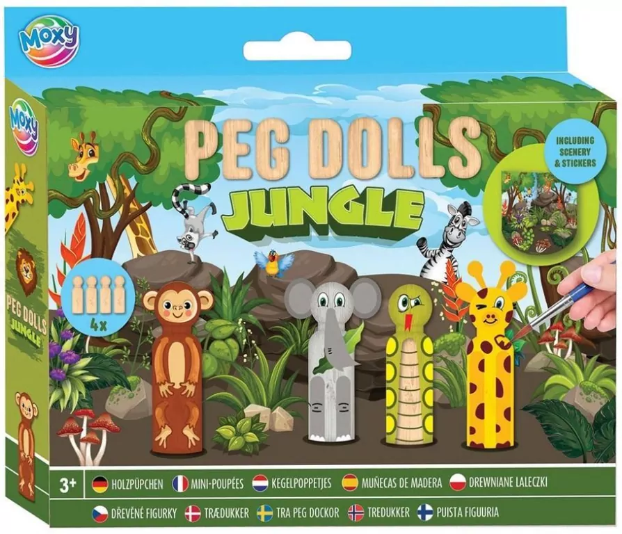 Zestaw drewnianych laleczek do malowania Dżungla - tantis.pl