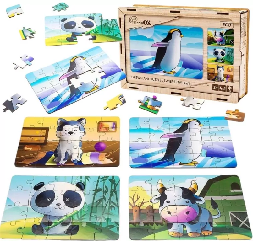 Puzzle drewniane 4w1 zwierzęta - tantis.pl