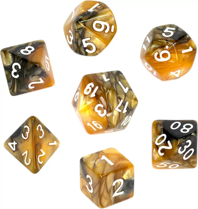 Komplet kości REBEL RPG - Dwukolorowe - Czarno-złote - tantis.pl
