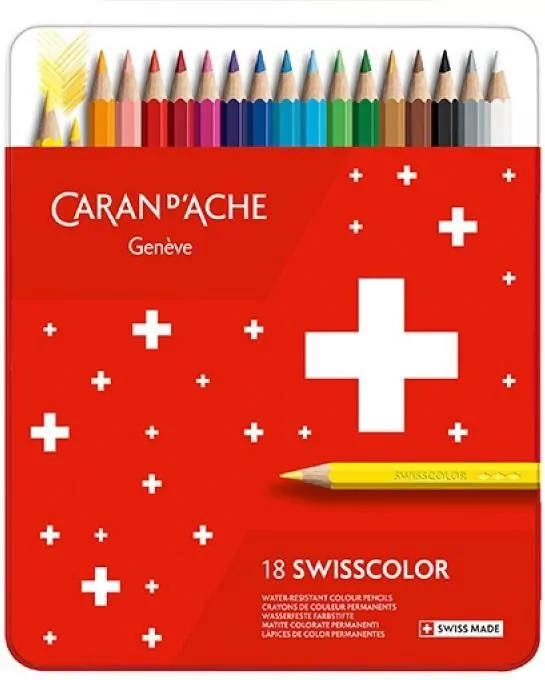 Kredki ołówkowe CARAN DACHE Swisscolor 18 kolorów metalowe pudełko - tantis.pl