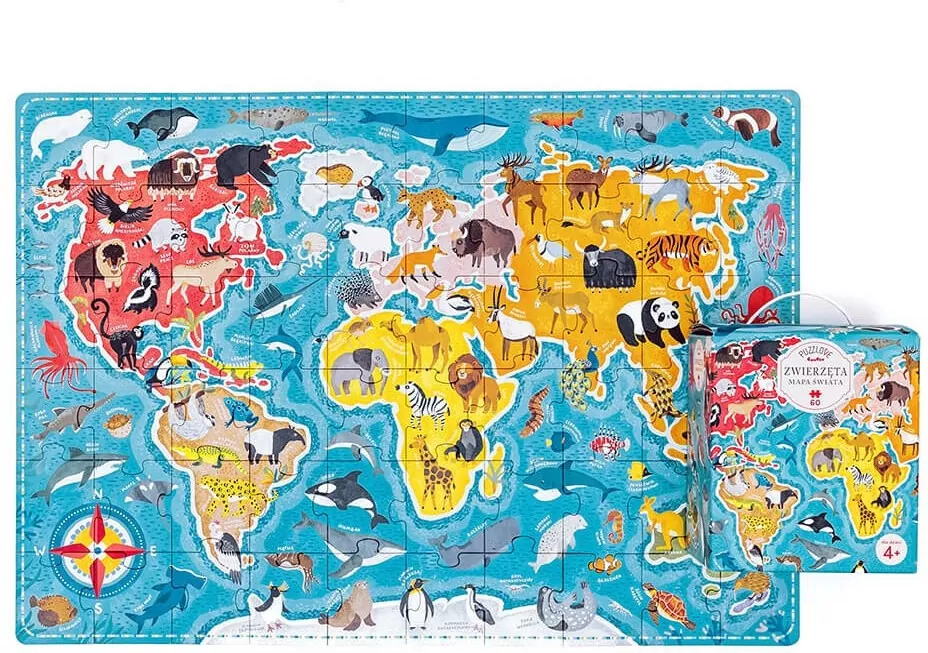 CzuCzu. Puzzlove. Zwierzęta Mapa Świata 60 - tantis.pl