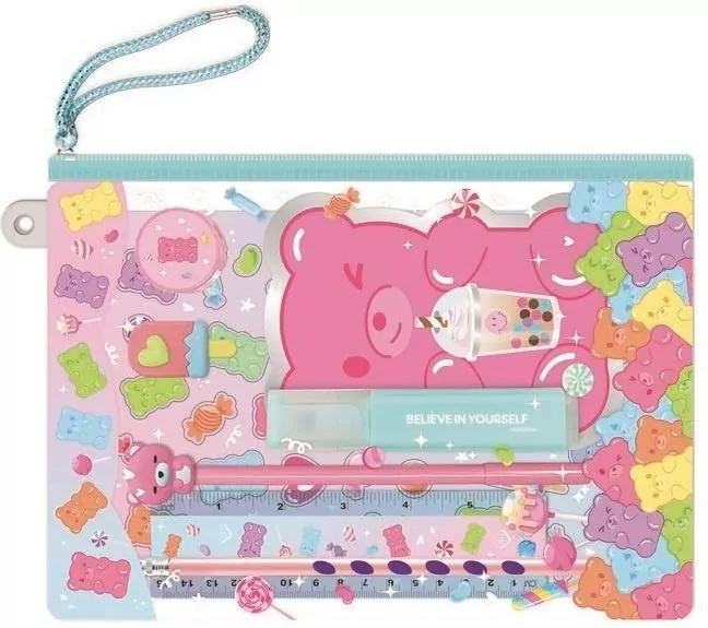 Notatnik z akcesoriami w saszetce Miś - tantis.pl