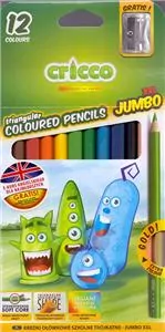 Kredki ołówkowe trójkątne grube. 12 kolorów - tantis.pl