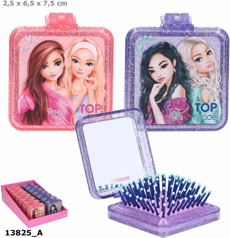 Szczotka składana Top Model z lusterkiem 1szt.mix 13825A - tantis.pl
