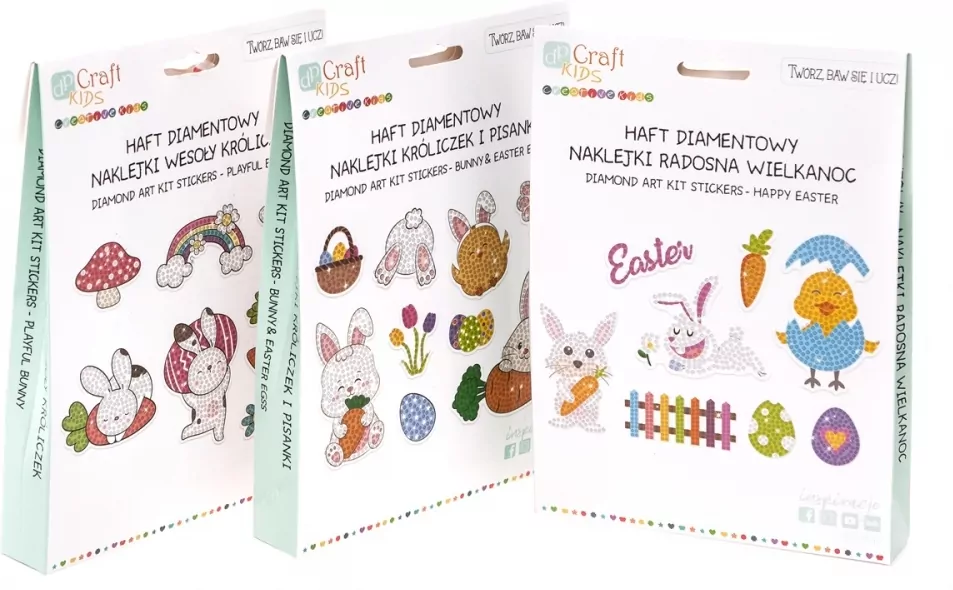 Haft diamentowy - naklejki króliczek i pisanki - tantis.pl