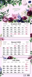 Kalendarz 2026 trójdzielny 82,5x34cm Kwiaty