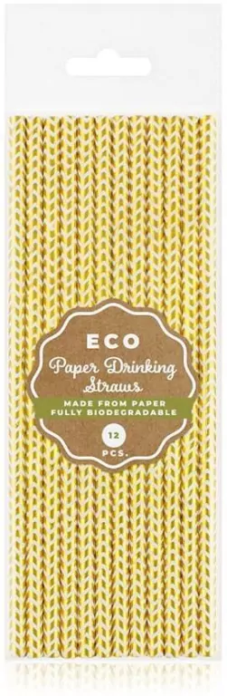 Rurki słomki papierowe złote szlaczki błysk 6x197mm - tantis.pl