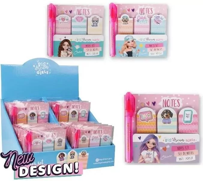 Karteczki samoprzylepne z mini długopisem MIX - tantis.pl