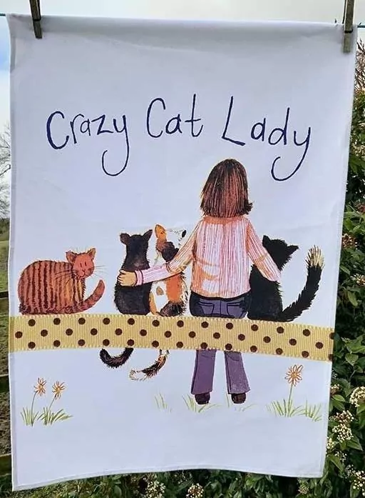 Ręcznik kuchenny TT38 Crazy Cat Lady Kociara - tantis.pl