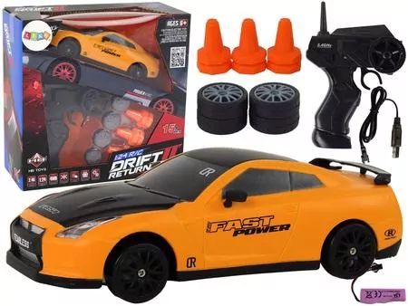 Autko sportowe R/C 1:24 wymienne koła żółte - tantis.pl