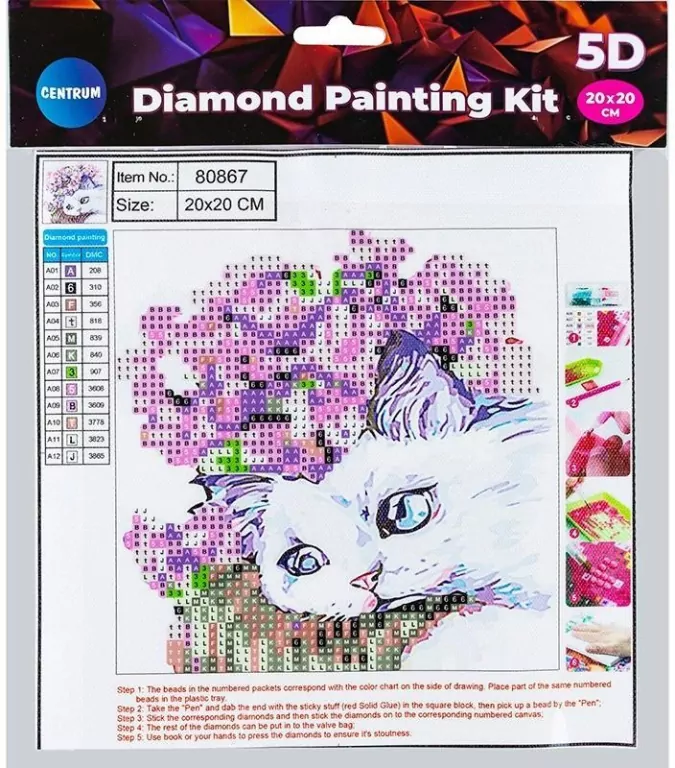 Diamentowa mozaika 5D - Cat&Flowers 20x20 80867 - tantis.pl