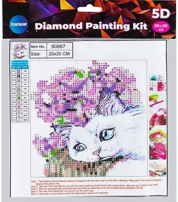 Diamentowa mozaika 5D - Cat&Flowers 20x20 80867