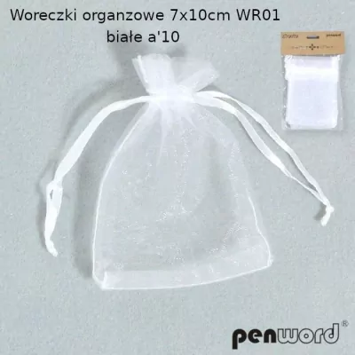 Woreczki organzowe białe 7x10cm, 10 sztuk
