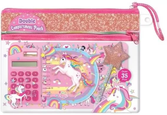 Zestaw z kalkulatorem w saszetce Jednorożec - tantis.pl