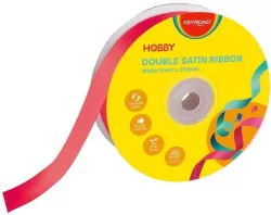 Wstążka podwójna satynowa czerwona 25mmx22,86m