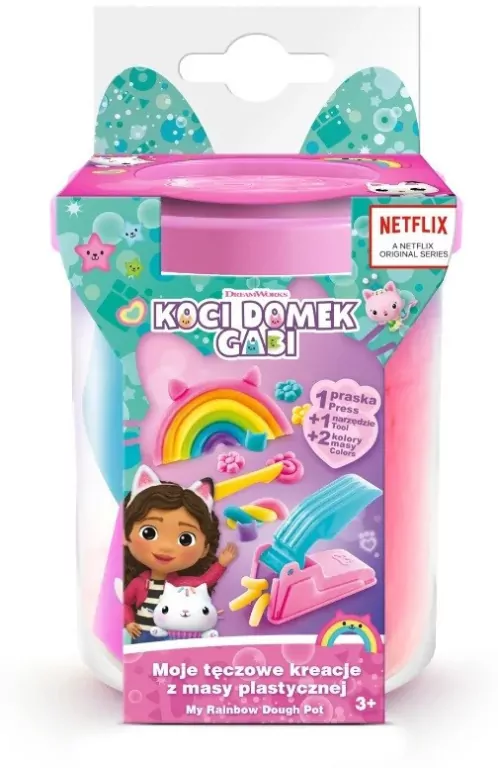 Zestaw z masą plastyczną. Koci domek Gabi. Moje tęczowe kreacje - różowy kubeczek - tantis.pl