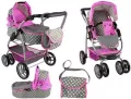 Wózek dla lalek 2w1 z torbą rózowy w gwiazdki - tantis.pl