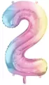 Balon foliowy cyfra 2 86cm pastelowy tęczowy - tantis.pl