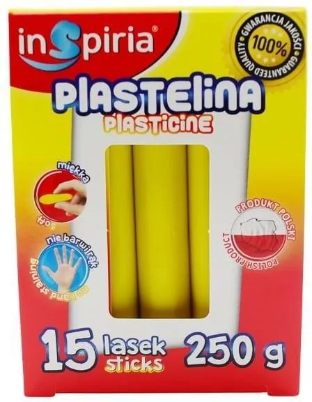 Plastelina żółta 250g, 15 lasek - tantis.pl