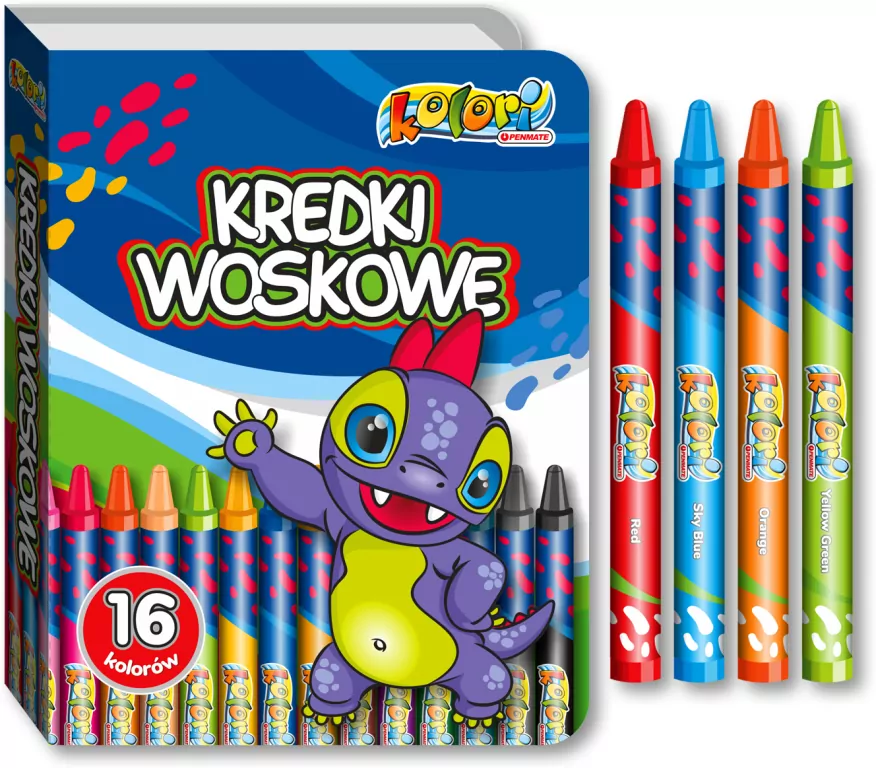 Kredki woskowe Premium Kolori Dino 16 kolorów - tantis.pl