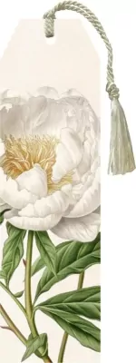 Zakładka 157 ze wstążką Biała piwonia