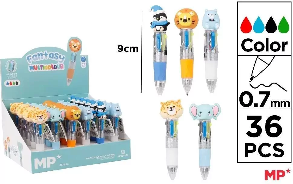 Długopis mini 4-kolorowy 0.7mm safari (36szt) - tantis.pl