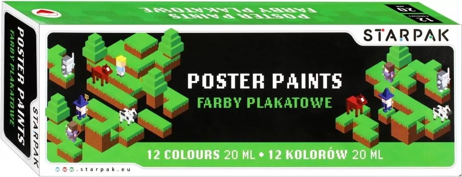 Farby plakatowe. Pixel Game. 12 kolorów - tantis.pl