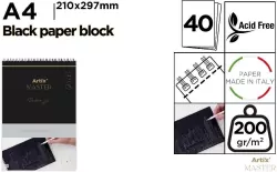 Blok kreślarski A4/40K czarny 200g