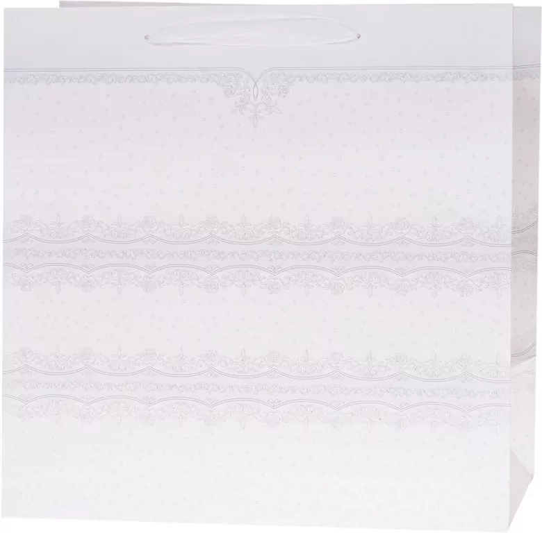 Torebka Lux 14,5x15x6,5cm brokat biała ROZETTE. 1 sztuka - tantis.pl