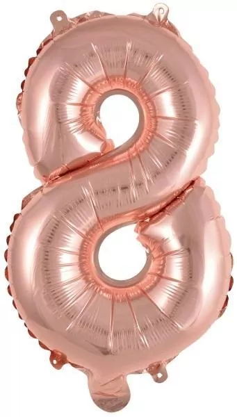 Balon foliowy mini cyfra 8 różowe złoto 29x40cm - tantis.pl