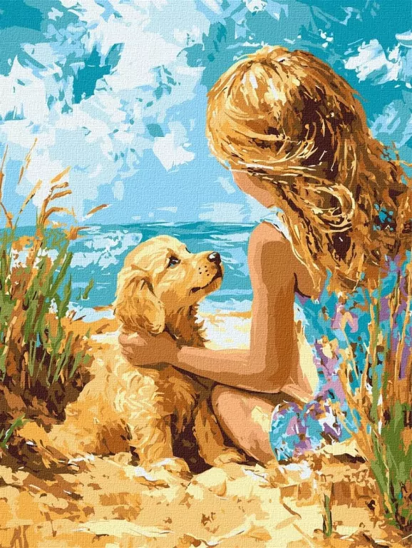 Malowanie po numerach - Wesoły piesek 30x40cm - tantis.pl