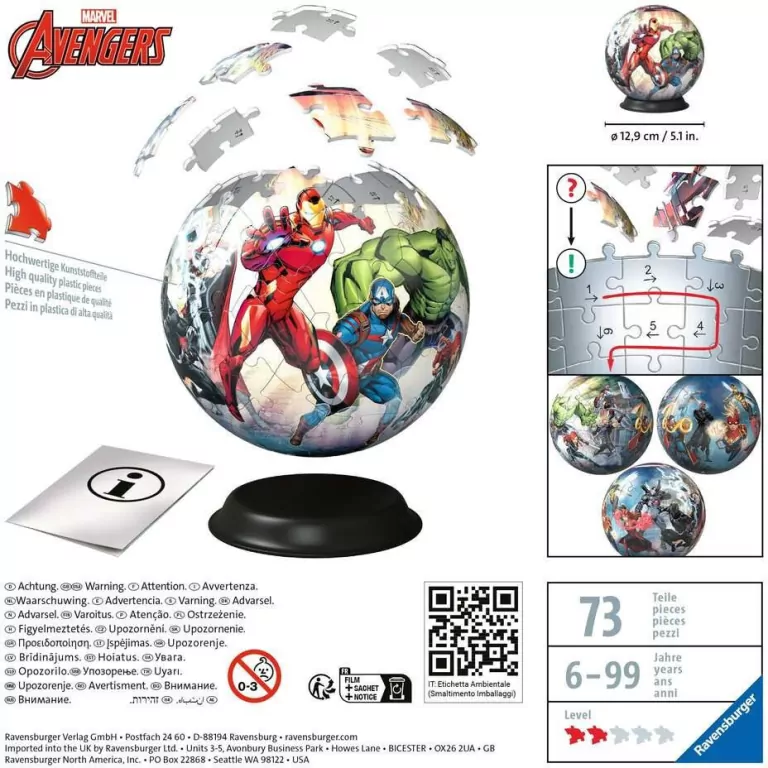Puzzle 72, 3D. Marvel Avengers - tantis.pl